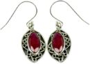 Silver Earring Ruby Oval