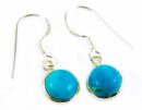 Silver Earring Turq Circle
