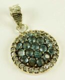 Silver Pendant Circle Aqua