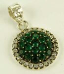 Silver Pendant Circle Emerald