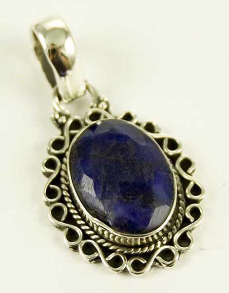 Silver Pendant Sapphire Cut