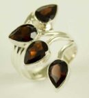 Silver Ring Garnet 4 Tear Drop