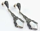 Earring Marcasite Stone Drop Mother Of Pearl