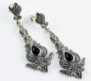 Earring Silver Marcasite Onyx