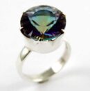 Earring Circle Stone Claw Inset Mystic Topaz Purple