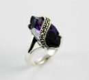 Silver Ring Oval Point Purple