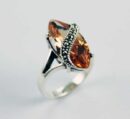 Silver Ring Oval Point Yellow