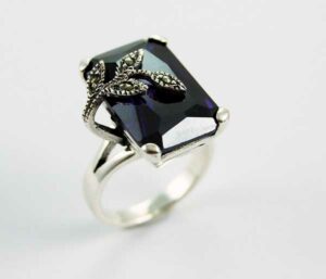 Silver Ring Rectangle Purple