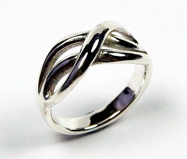 Ring Silver Woven Cut Design