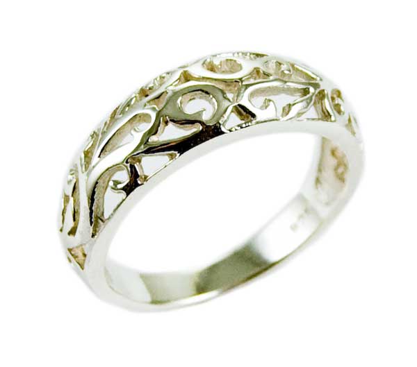 Silver Ring Floral Cut