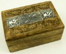 Box Wooden With Elephants