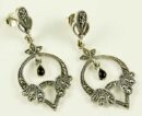 Silver Earring Marcasite Onyx