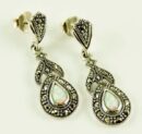 Silver Earring Marcasite Opal