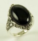 Silver Ring Marcasite Onyx