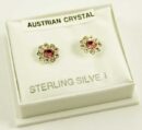 Silver Earring Flower Pink