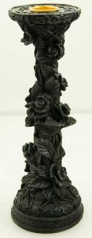 Candle Holder Black With Roses