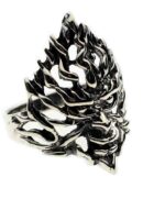 Silver Ring Evil Flaming Face