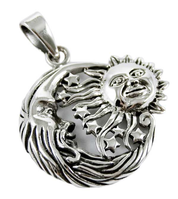 Silver Pendant Moon And Sun