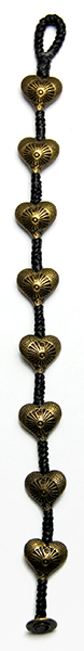 Bracelet Black Cord And Hearts
