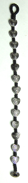 Bracelet Black Cord Hearts