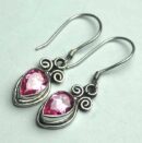 Silver Earring Tear Drop Rose