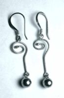 Silver Earring Long Swirl