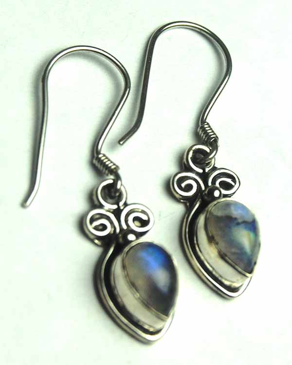 Silver Earring Moonstone Drop