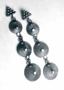 Silver Earring Triple Disc Drop