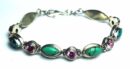 Silver Bracelet Turquoise And Rose Quartz