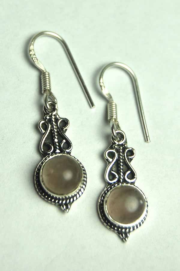 Silver Earring Fancy Rose Quartz