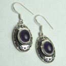 Silver Earring Amethyst Circle