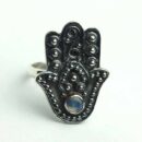 Silver Ring Rainbow Hand