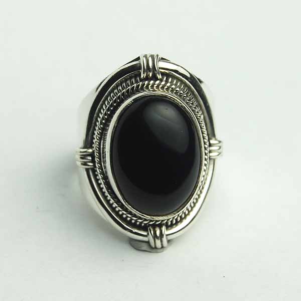 Silver Ring Oval Onyx