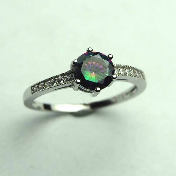 Silver Ring Mystic Quartz Circle