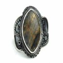 Silver Ring Labradorite Long