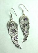 Silver Earring Amethyst Stones