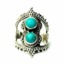 Silver Ring Double Turquoise