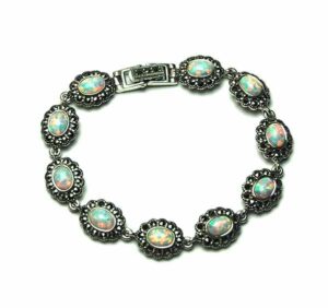Silver Bracelet Marcasite Opal