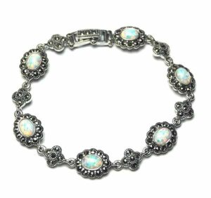 Silver Bracelet Marcasite Opal