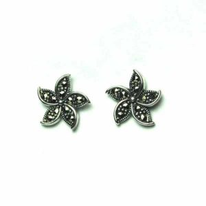 Silver Earring Marcasite Flower Stud