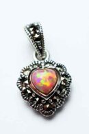 Silver Pendant Marcasite Pink