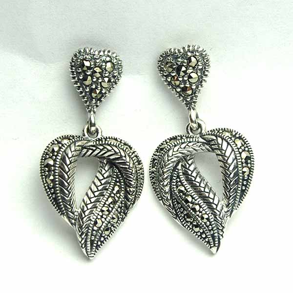 Silver Earring Marcasite Heart