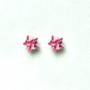Silver Earring Star Pink Stone