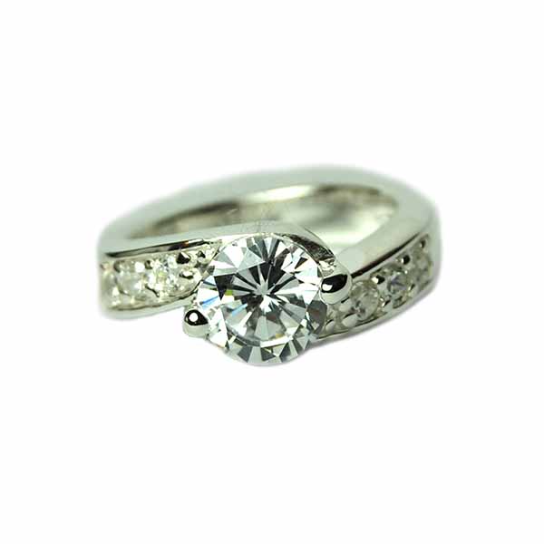 Silver Ring Clear Circle CZ