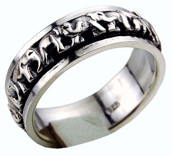 Ring Silver Elephant Spinner