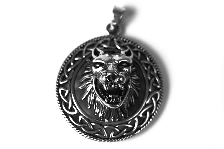 Silver Pendant Wolf In Circle