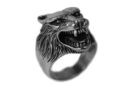 Silver Ring Snarling Wolf