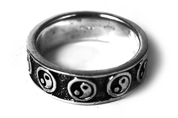 Silver Ring Ying Yang Circles
