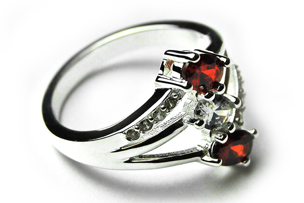 Silver Ring Double CZ Garnet