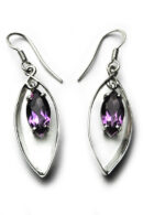 Silver Earring Oval Amethyst